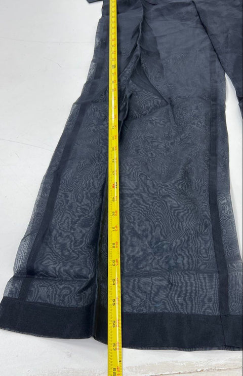 Anthropologie Women's NWT Black Sheer Silk Wide Leg Belted Jumpsuit Size 2