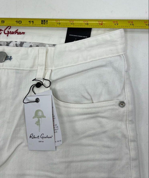 Robert Graham Men's NWT Palin Tailored Kipling White Denim Jeans Size 35
