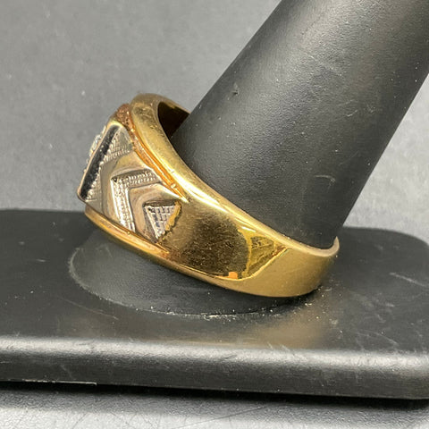Vintage Two-Tone 18KGE Men's Signet Ring Clear Rhinestones Size 13 10.8g