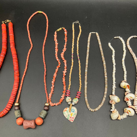 Mixed Boho Beaded Fashion Jewelry Lot 0.6 lbs 11pc Shell Wood Seed Bead