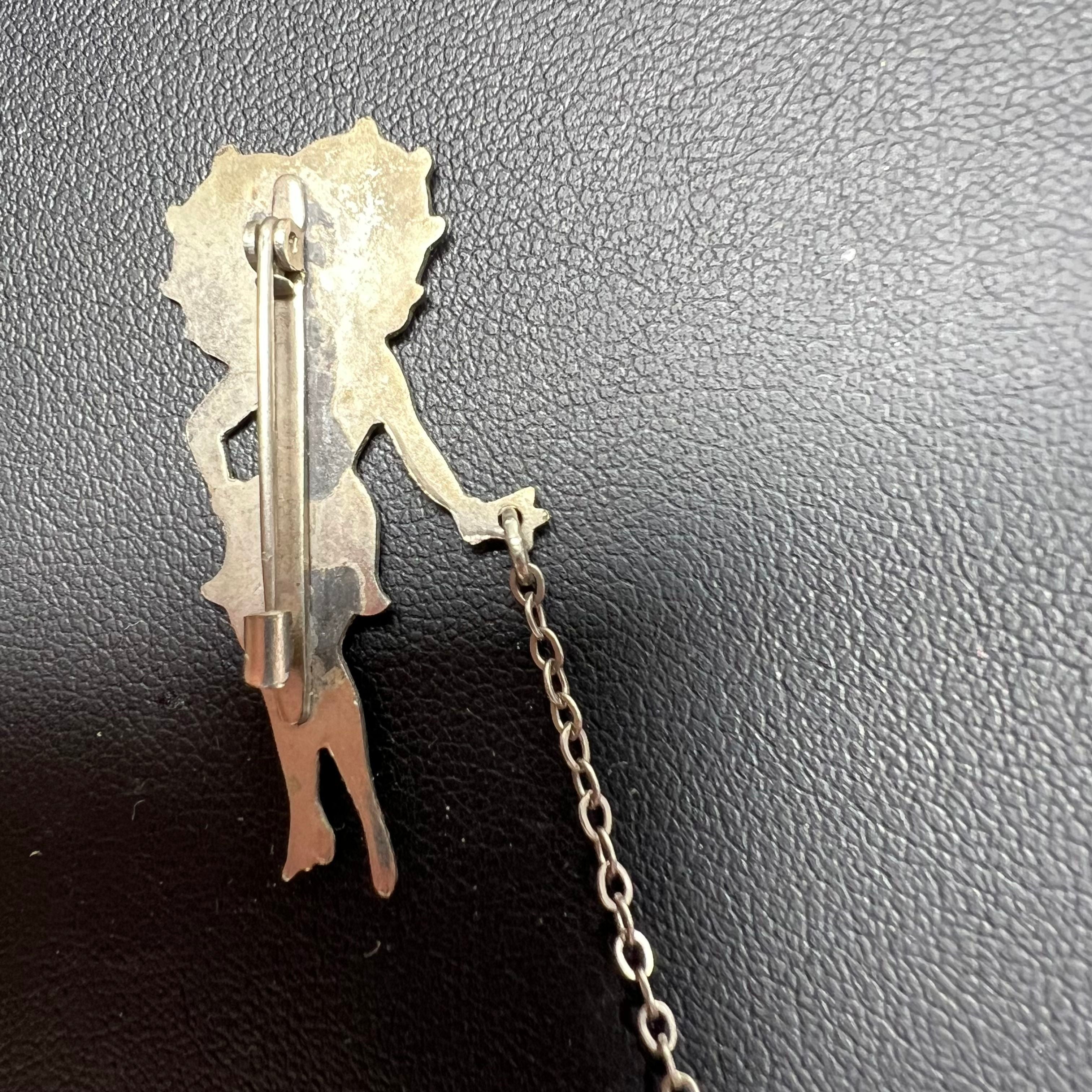 Vintage 1930s Art Deco Betty Boop Walking Scottie Dog Duette Scatter Pin Brooch