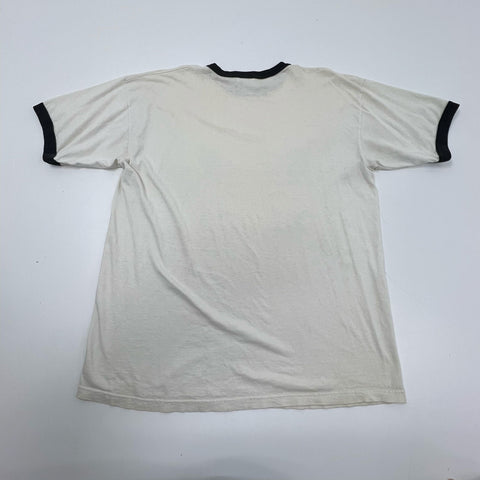 Vintage 90s Adidas Trefoil Rainbow Logo Ringer T-Shirt Made in USA Sz XL