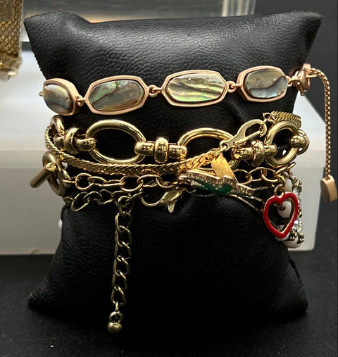 Juicy Couture & Gold Tone Jewelry Lot of 11 Charm Mesh Rhinestone Bracelets
