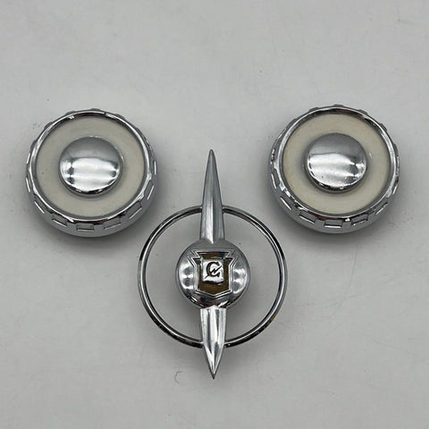 1955-1956 Chevrolet Bel Air Radio & Clock Knobs Chrome Dashboard Trim Set 3pc