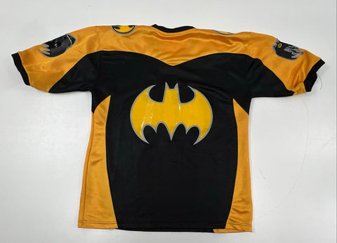 Vintage Y2K 2002 Warner Bros Men's Batman Jersey Black Yellow DC Comics Sz L