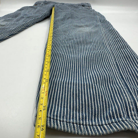 Vintage Round House Kids Hickory Stripe Denim Workwear Overalls USA Made Sz 16