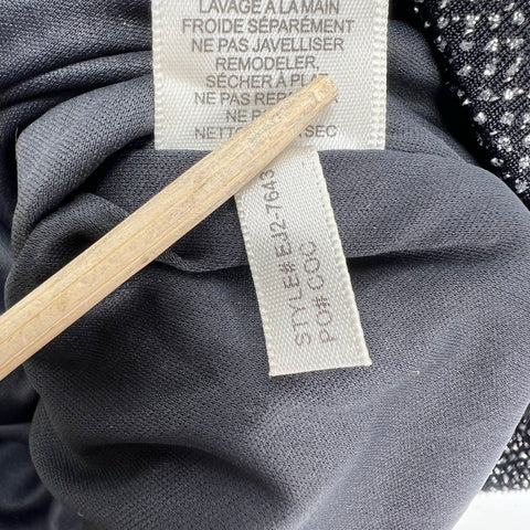 Eliza J Women's NWT Puff Sleeve Metallic Faux Wrap Cocktail Dress Black Silver 6