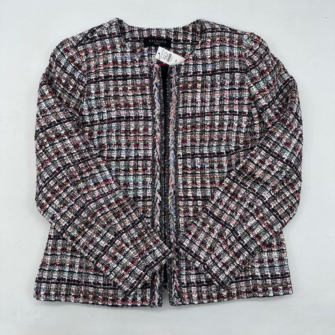 Talbots Women's Petite Multi-Color Tweed Plaid Open Front Blazer NWT Sz 6P
