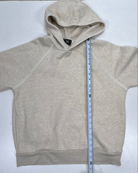 Ugg Women's Relaxed Whipstitch Fleece Hoodie Heather Oatmeal Cotton Blend Sz S