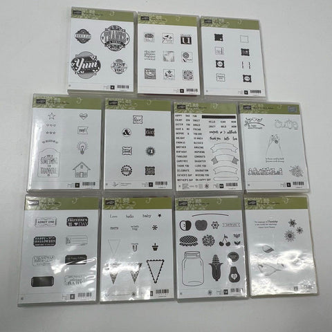 Stampin' Up! 11 Stamp Sets Lot Perfectly Preserved Pennant Parade Ciao Baby