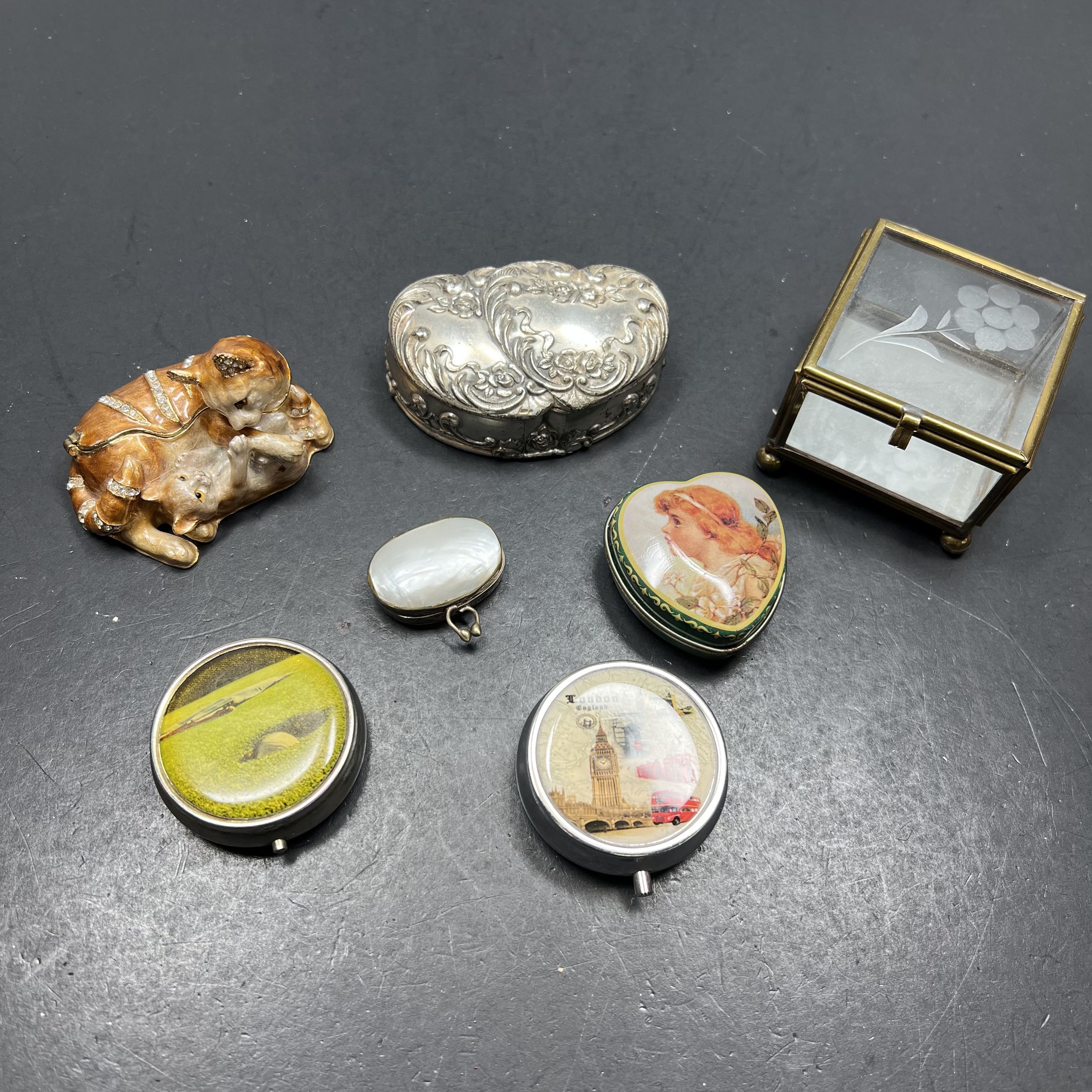 Lot of 7 Assorted Trinket Boxes Small Jewelry Organizer Assorted Styles