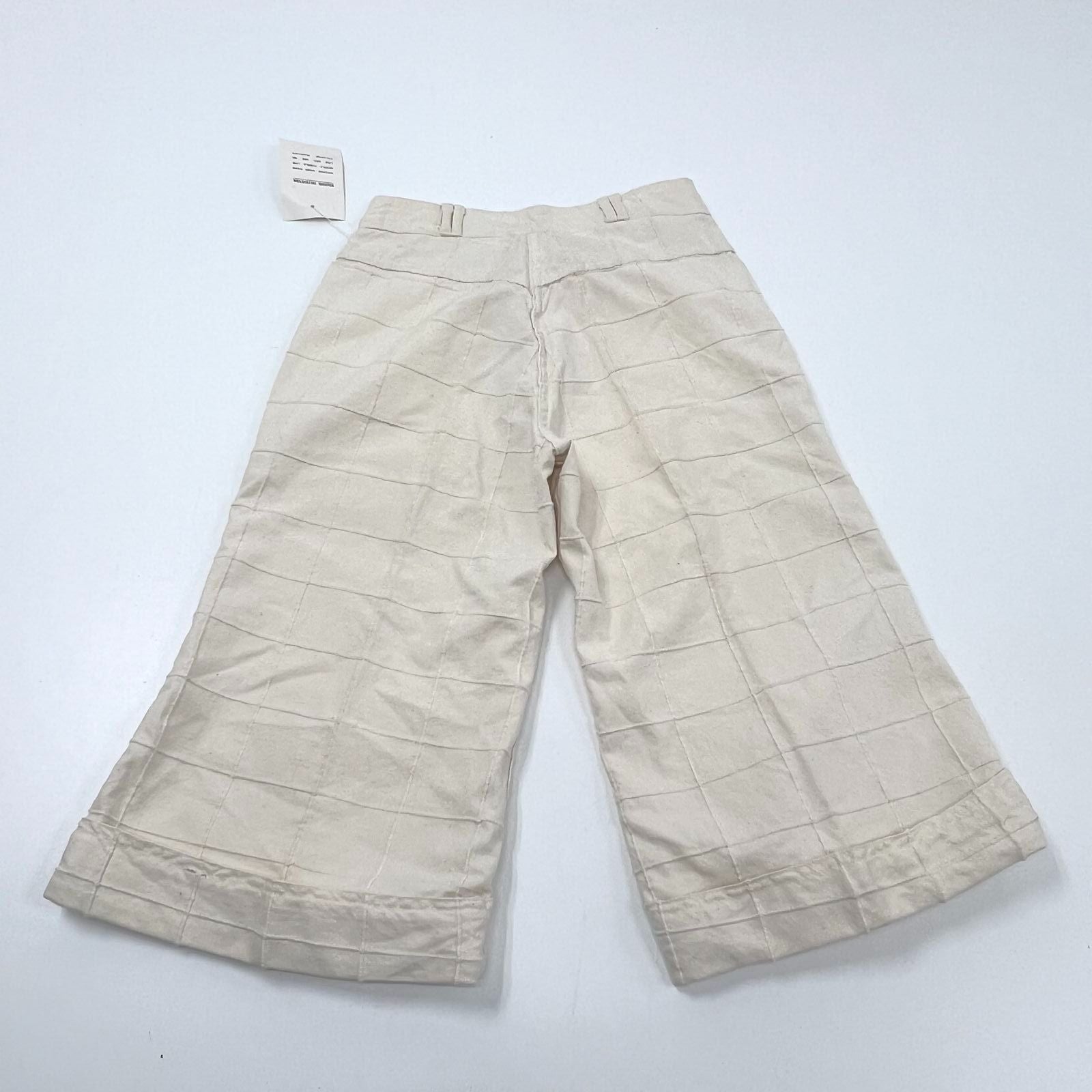 Vintage 70s Modern Juniors Cream Quilted Cotton Wide Leg Capri Pants Womens 5