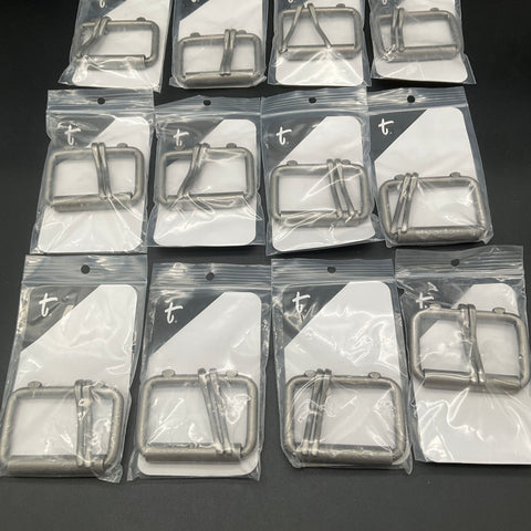 Tandy Leather Antique Nickel 2" Heel Bar Roller 2-Prong Belt Buckles Lot of 12