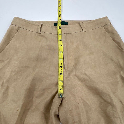 Lauren Ralph Lauren Women's Tan 100% Linen Lined Straight Leg Pants Sz 8