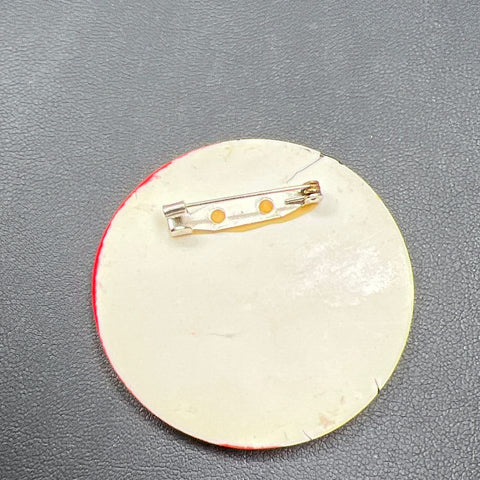 Vintage Abstract Red & White Round Brooch