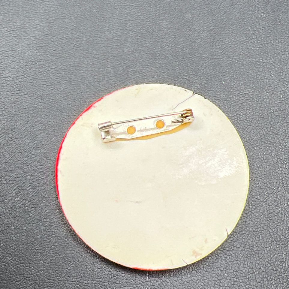 Vintage Abstract Red & White Round Brooch