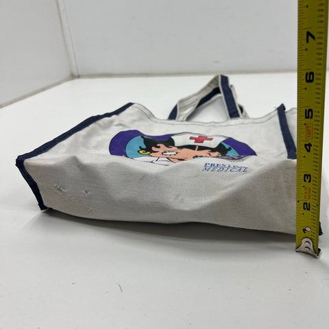 Vintage 90s Betty Boop Luv-A-Nurse White Canvas Tote Bag Prestige Medical