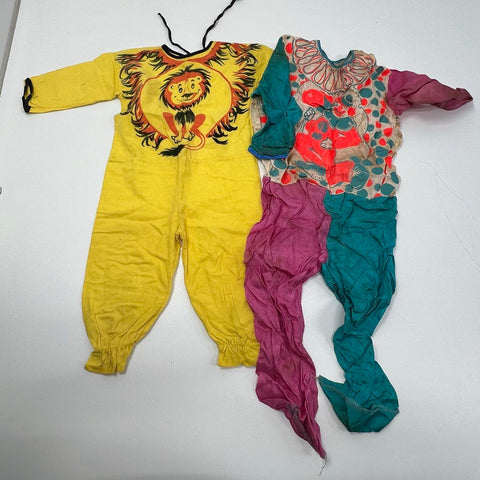 Vintage 60s 70s Kids Halloween Costume Lot Lion Clown For Repair Cutter Prop