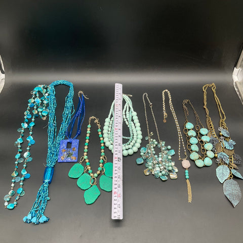 Fashion Jewelry Lot 9 Necklaces Boho Southwestern Faux Turquoise Shell Beaded