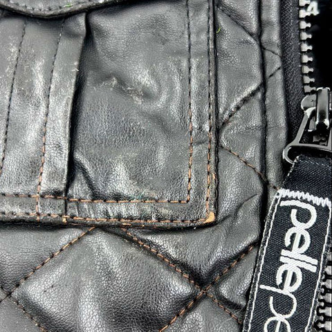 Pelle Pelle Black Quilted Faux Leather Full Zip Bomber Jacket Kids Size 4