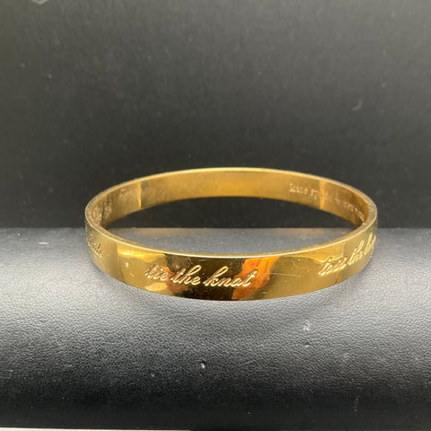 Kate Spade Gold Tone Happily Ever After Idiom Bangle Bracelet Wedding Bridal 8"