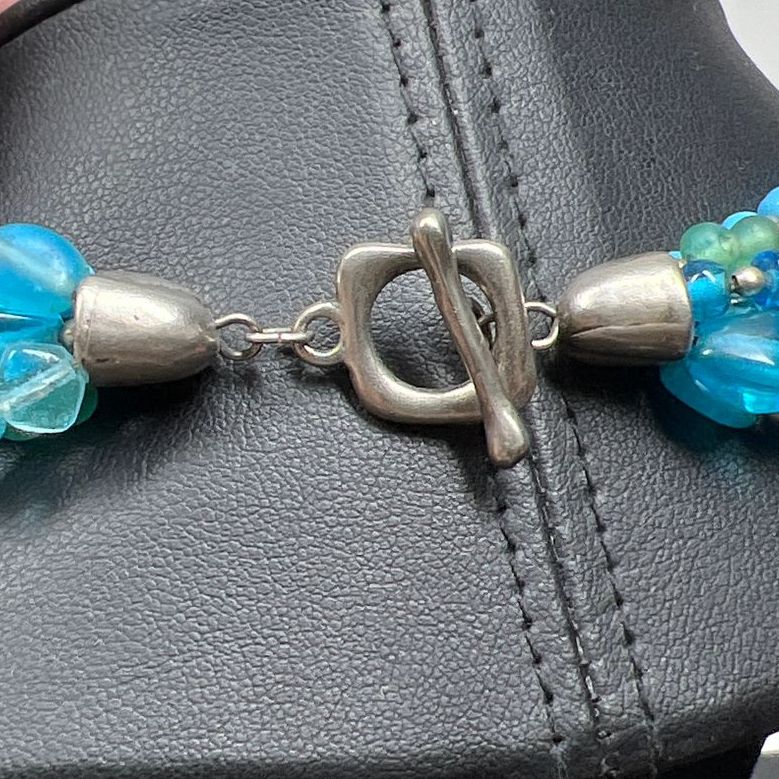 Blue & Green Glass Beaded Multistrand Necklace