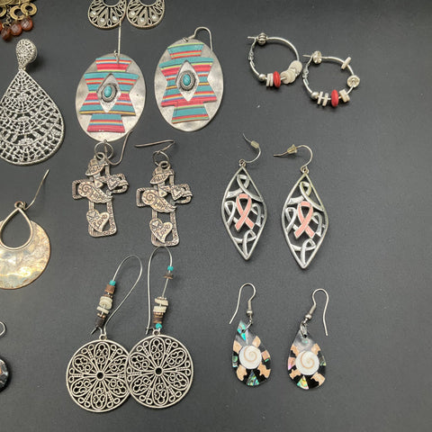Vintage and Modern Earrings Jewelry Lot 18 Pairs Southwestern Boho Filigree