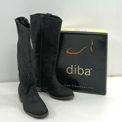 Diba 172602 Black Faux Suede Knee High Riding Boots Women's Size 8M NWT