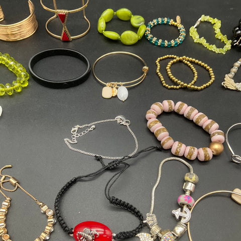 Costume Jewelry Bracelet Lot of 27 Beaded Cuff Bangle Macrame Byzantine Modern