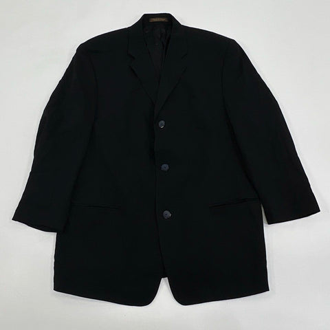 Vintage Y2K Brandini Famous-Barr Men's Suit Jacket Blazer Black Wool Union L