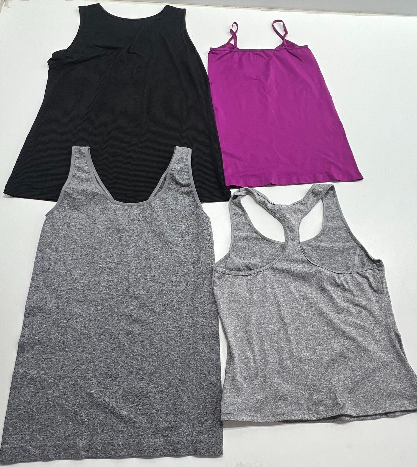 Lot of 4 Athletic Compression Tank Tops Cropped Gray Black Size S/M