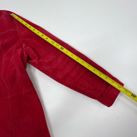 Vintage 90s Nygard Red Genuine Suede Leather Button Front Jacket Sz M