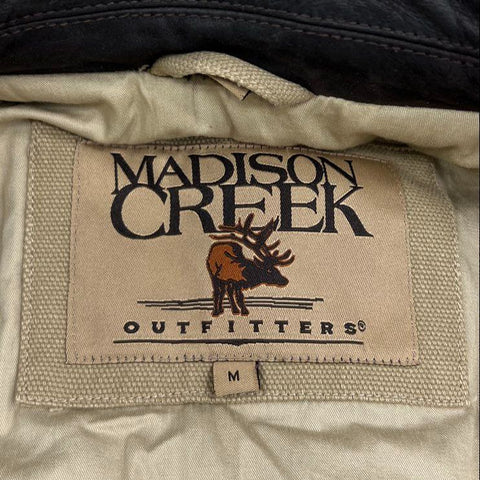 Madison Creek Outfitters Men's Tan Canvas Barn Coat Leather Collar Jacket Size M