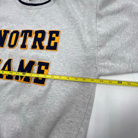 Vintage 90s Savvy Notre Dame Fighting Irish Gray Spellout Crewneck Sweatshirt L