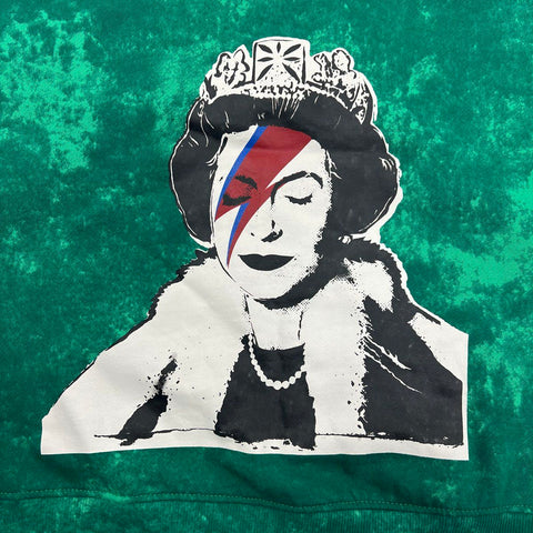 NWT Guess x Brandalised Oleen Green Banksy Cropped Sweatshirt Womens S