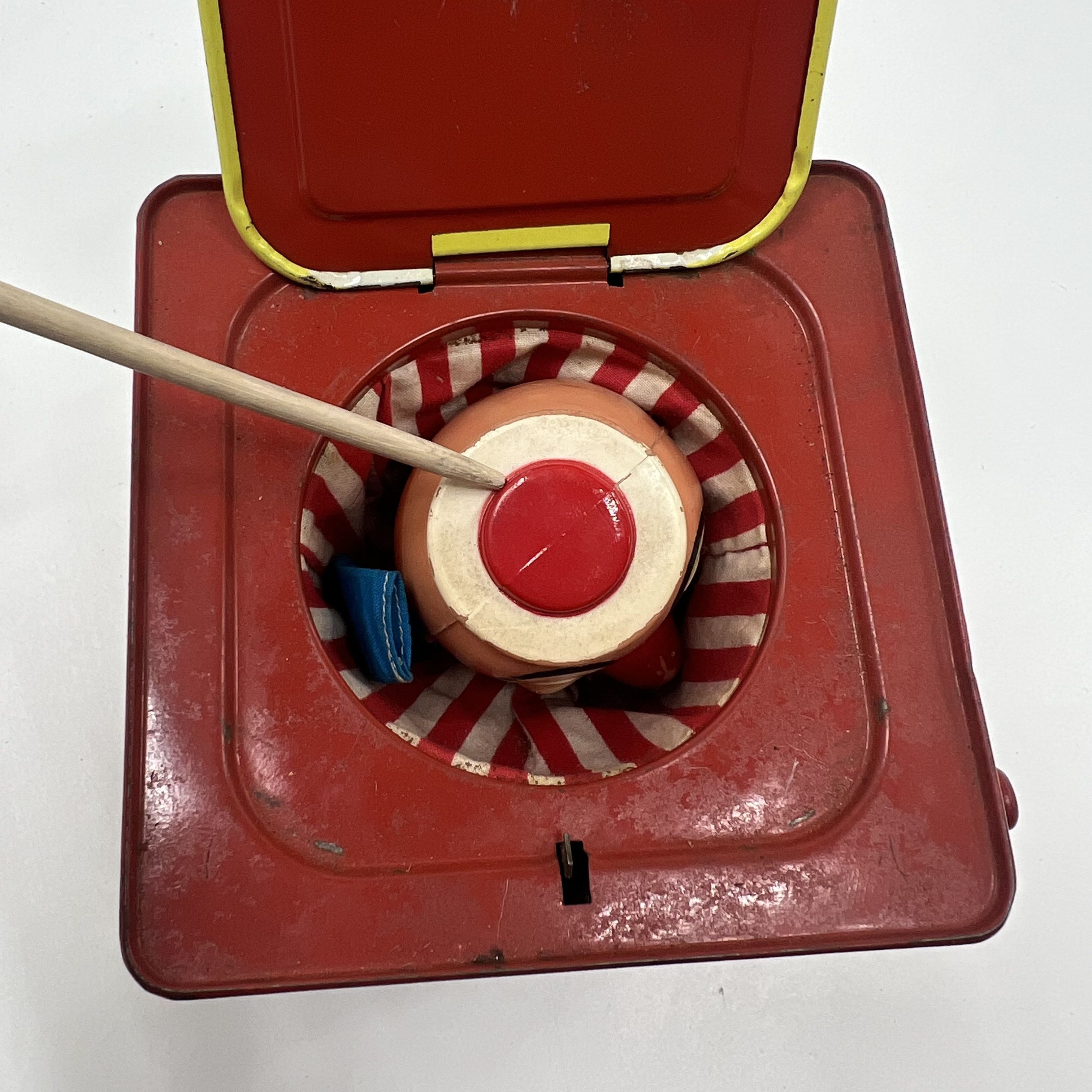 1961 Matty Mattel Jack In The Box Wind Metal Clown Graphics Not Working