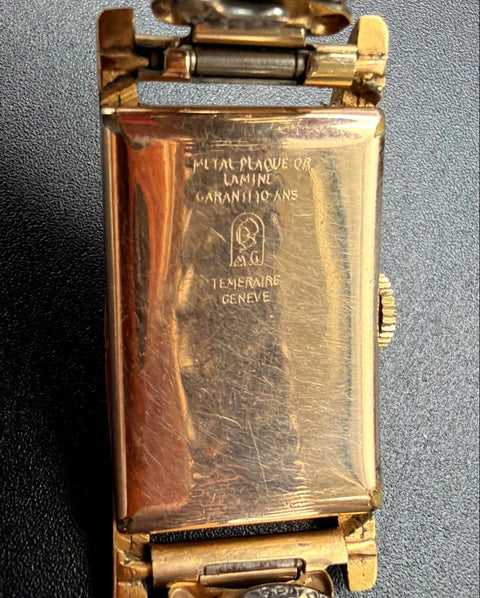 Vintage Alsinal Swiss Tank Watch Gold Tone GF Strap