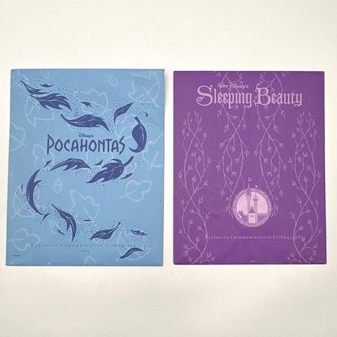 Disney Store Exclusive 1995 Lithographs Sleeping Beauty Pocahontas 11x14 2pc