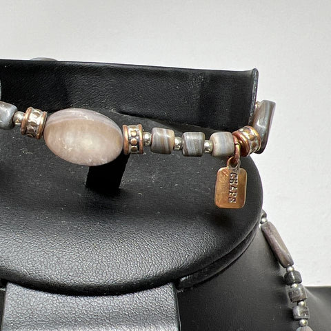 Chaps Abalone Shell Beaded Bracelet and Necklace Set