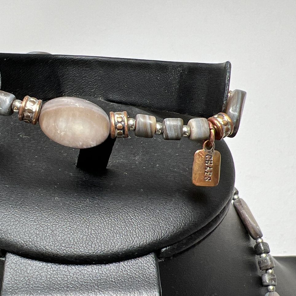 Chaps Abalone Shell Beaded Bracelet and Necklace Set