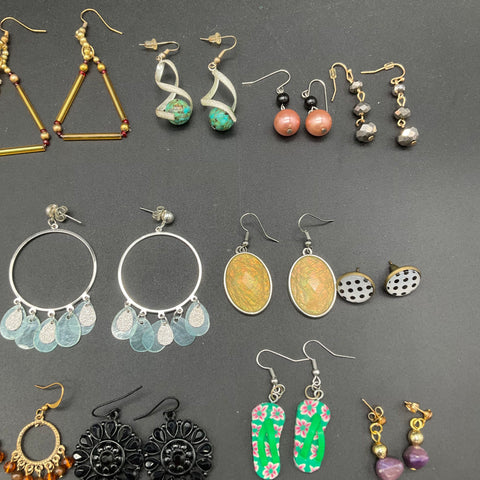 Fashion Costume Earring Lot 25 Pairs Hoops Studs Dangles Cardinals Floral