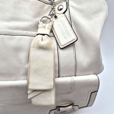 Coach Off-White Leather 2012 Audrey Satchel Tote Bag Silver Hardware 17924
