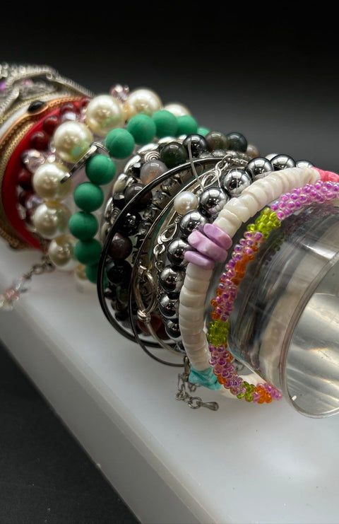Disney Alex and Ani Style Beaded Bangle Costume Jewelry Lot of 30