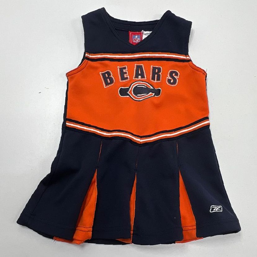 Reebok NFL Chicago Bears Cheerleader Navy Blue Orange Dress Outfit Girls Size 4T