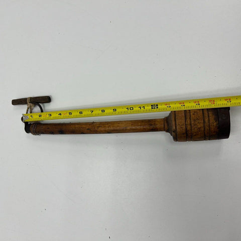 Antique Primitive Wood & Iron Mallet Hammer w/ Hook Bung Starter Farm Tool 17"
