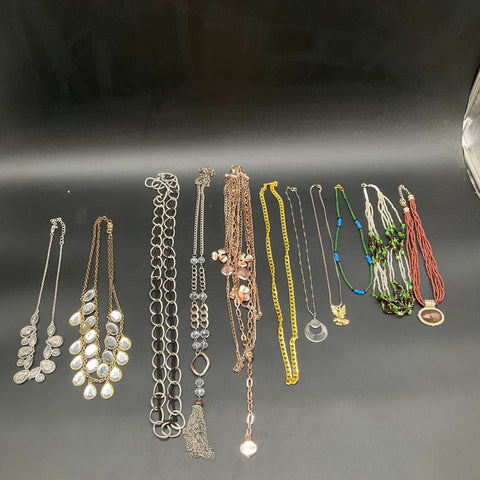 Fashion Costume Necklace Lot of 11 Statement Chain Beaded Layered Pendants