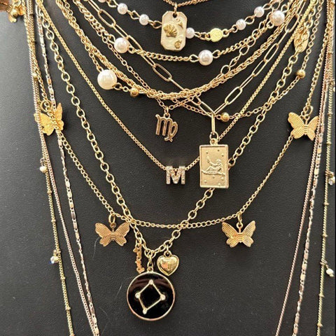 Gold Tone Celestial Butterfly Faux Pearl Fashion Jewelry Necklaces Lot of 12
