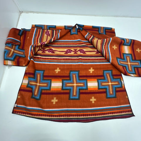 Justin Brown Aztec Southwestern Fleece Open Front Poncho Wrap Women's One Size