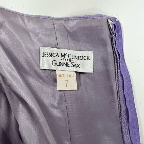 Vintage 90s Jessica McClintock Gunne Sax Purple High-Low Tulle Dress USA Sz 7