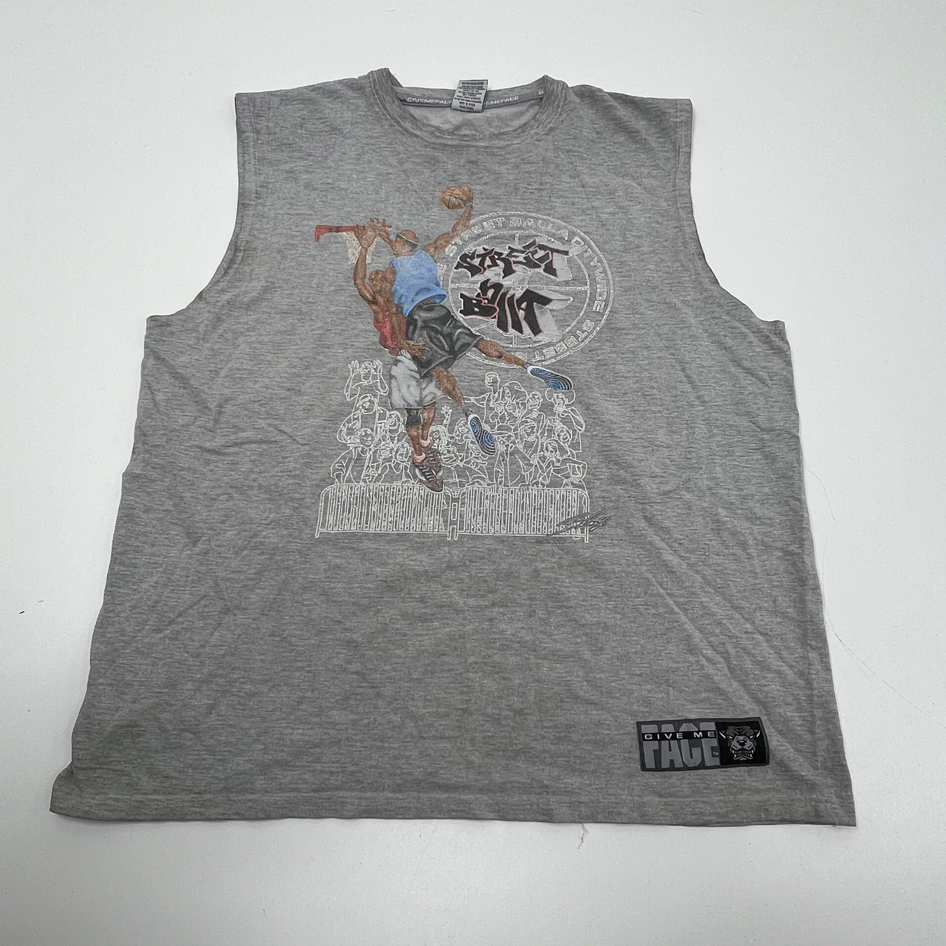 Give Me Face Gray Vintage Y2K Street Ball Graphic Tank Top Men's XL
